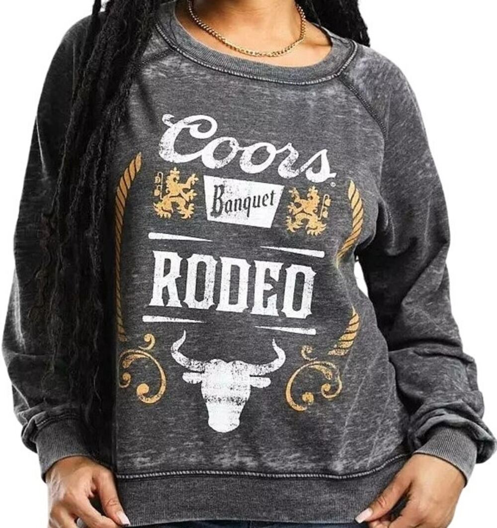 Odd People RKB Coors Banquet Rodeo Sweatshirt Burnout Acid Wash Gray XS